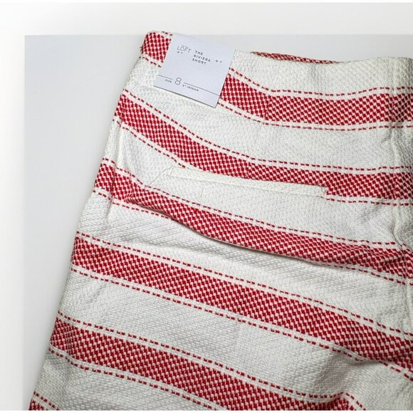 Ann Taylor Loft Red & White Striped Riviera Short Cotton Blend Size 8 - Picture 7 of 8